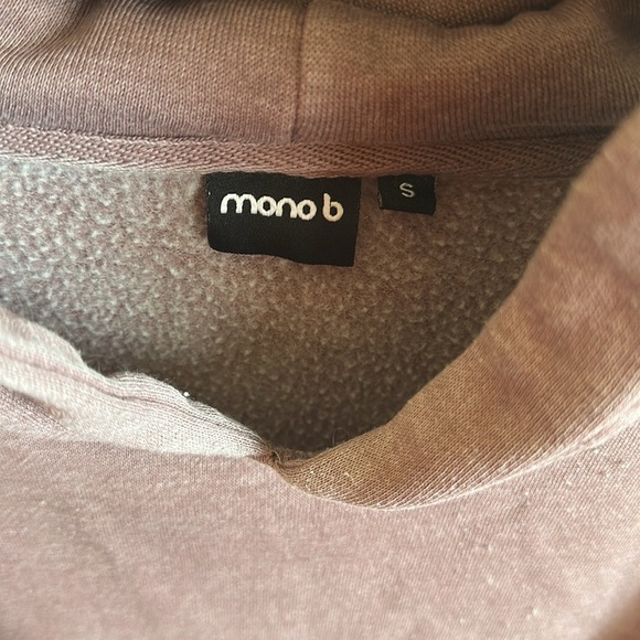 Mono B Hooded Open Shoulder Sweatshirt Size Small Mauve Long Sleeves Pullover - Picture 6 of 12